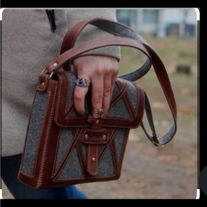 Oplich Leather Goods Crossbody Purse Felt Leather iPad Bag Gift For Women Brown